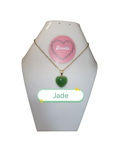 Collar Dije Piedra Natural Corazón Tamaño Grande