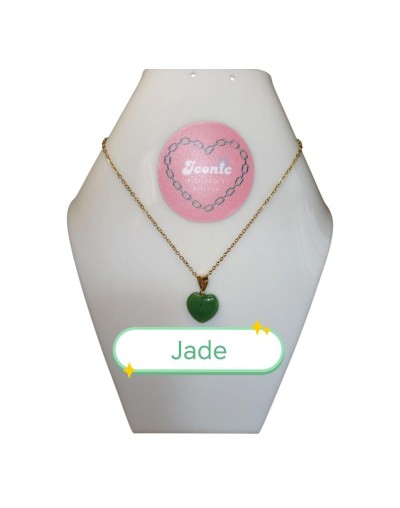 Collar Dije Piedra Natural Corazón Tamaño Pequeño