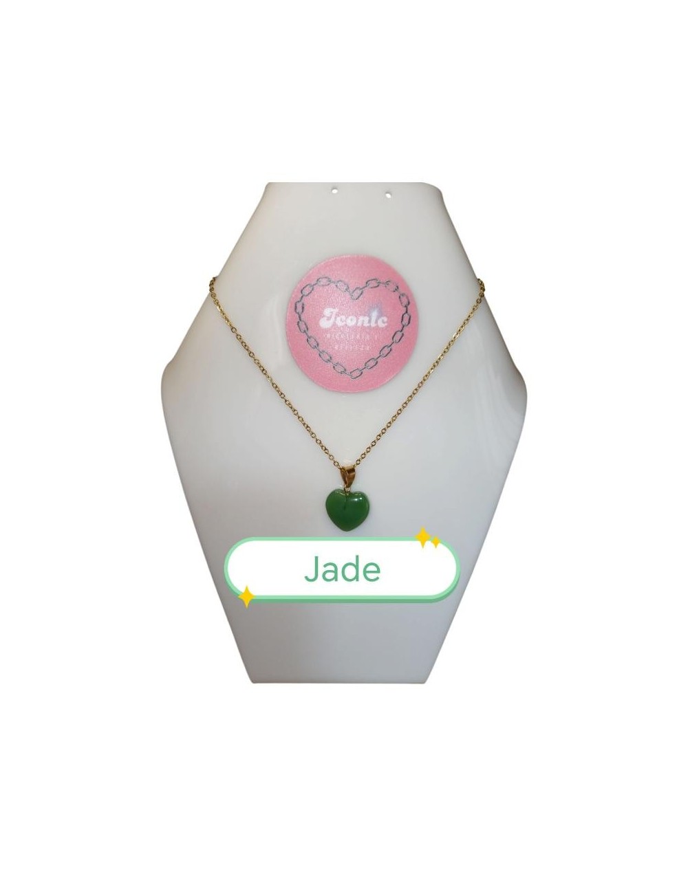 Collar Dije Piedra Natural Corazón Tamaño Pequeño