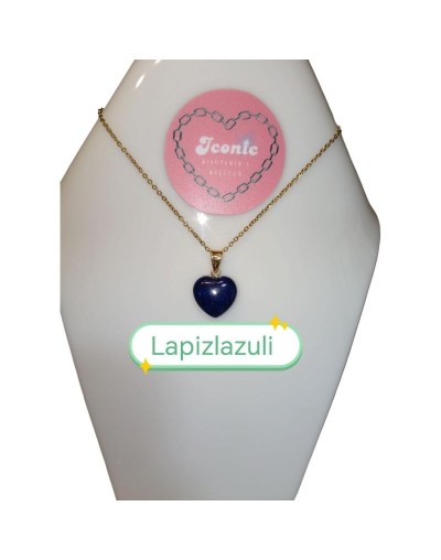 Collar Dije Piedra Natural Corazón Tamaño Pequeño