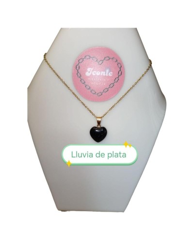 Collar Dije Piedra Natural Corazón Tamaño Pequeño