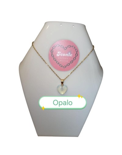 Collar Dije Piedra Natural Corazón Tamaño Pequeño