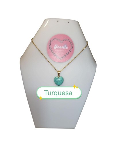 Collar Dije Piedra Natural Corazón Tamaño Pequeño