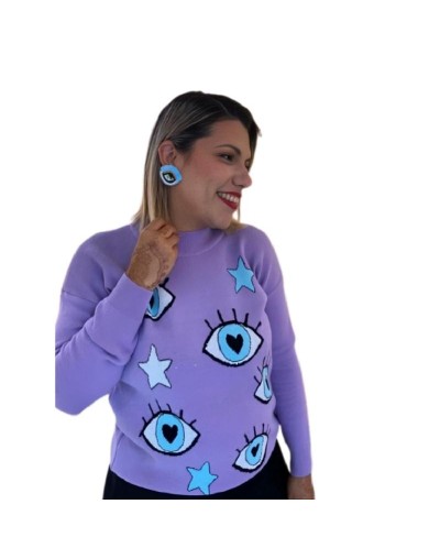 Sweater ojitos Vanessa en tejido de punto