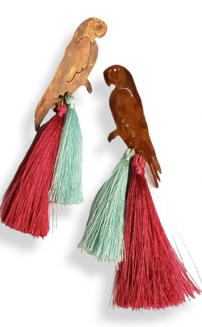 Aretes papagayo en cobre pendientes de cobre aretes de guacamaya aretes grandes
