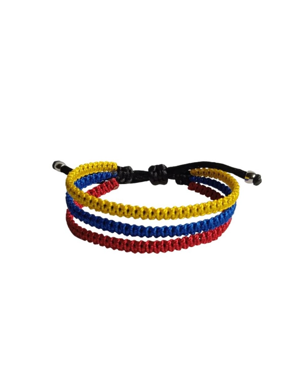 Tres pulseras amarillo, azul y rojo en un solo brazalete. Fabricamos bajo pedido. Terlenka calibre 9 . 