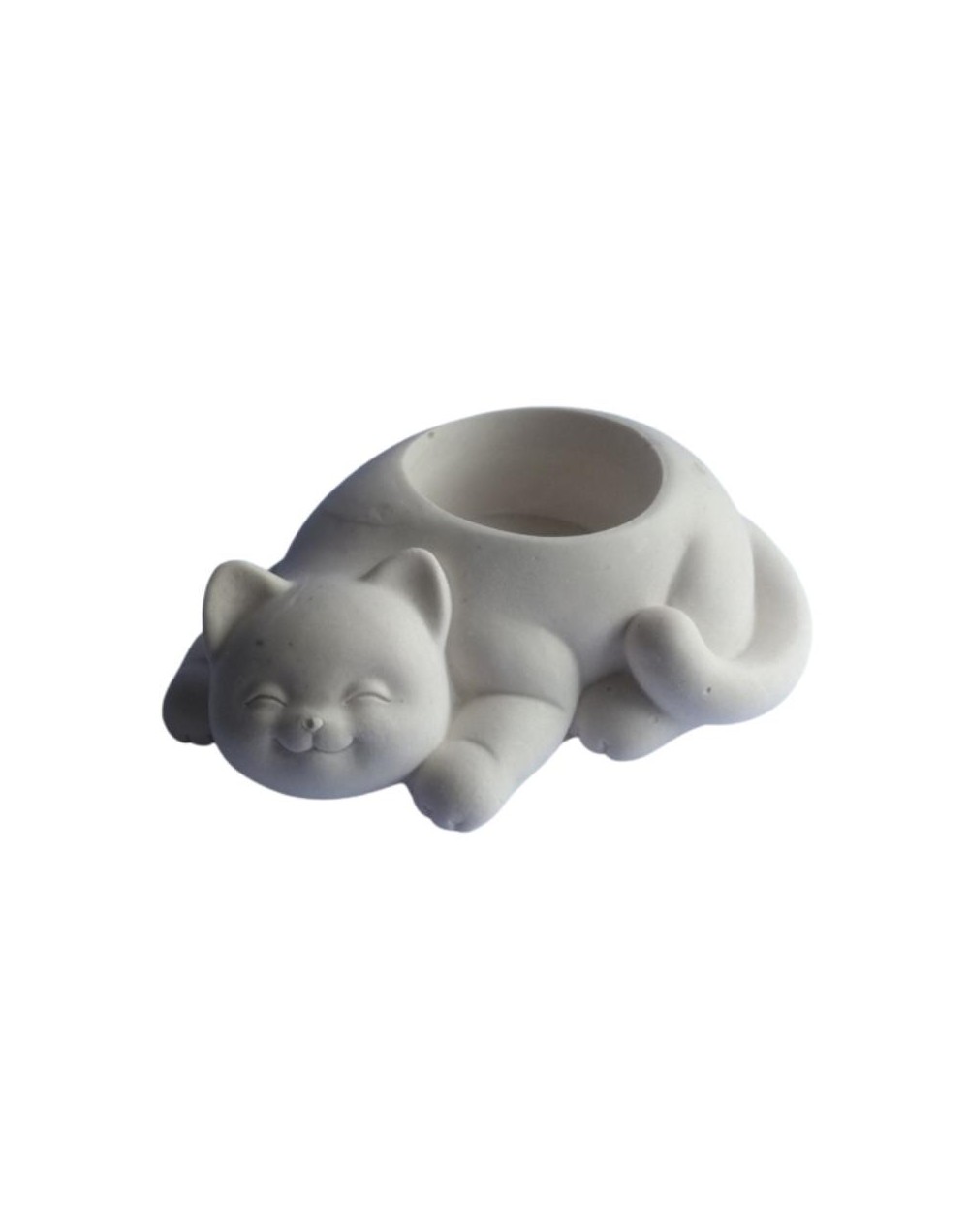 Gato en yeso para pintar y decorar portavelas