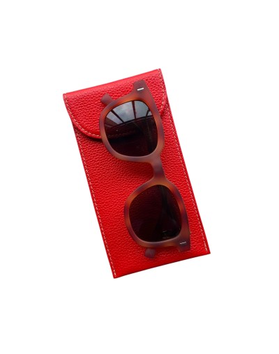 Estuche cuero gafas con tapa