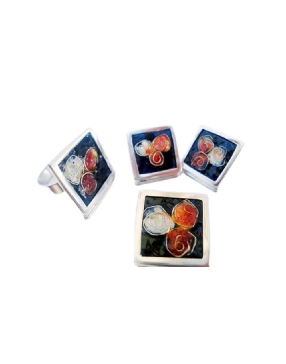 Juego: dije y aretes   Flor encantada